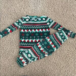 Festive Fleece Green and Red Patterned Pajama Set